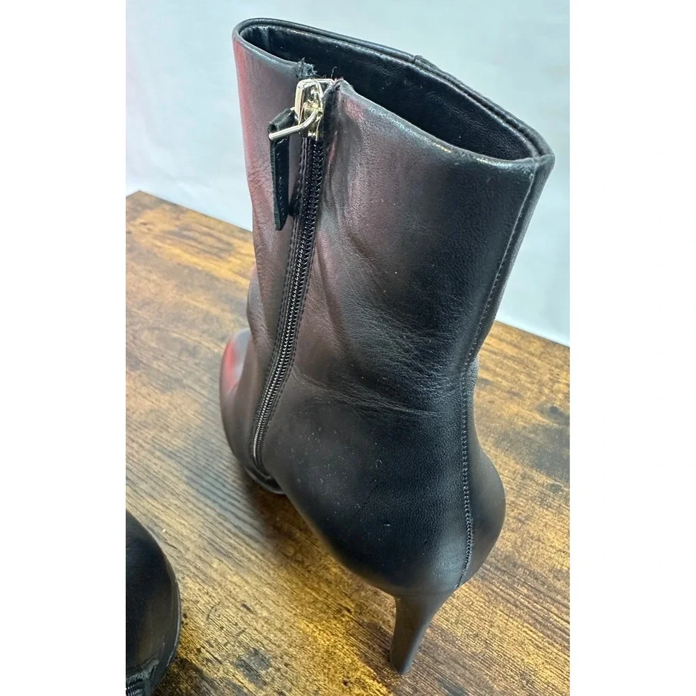 Nine West Quanette Platform Leather Booties Black Ankle Boots High Stiletto 11 M - Picture 10 of 12